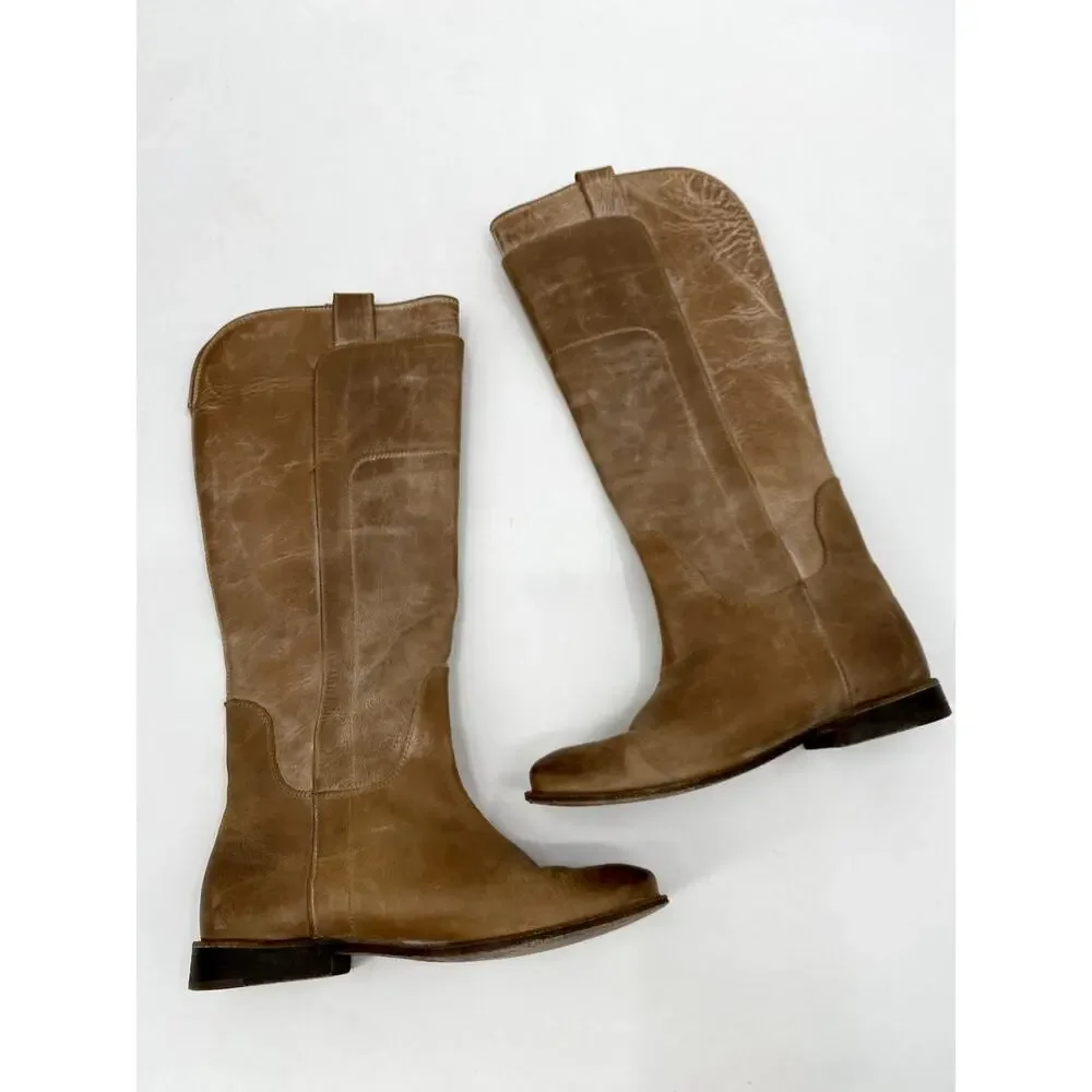 Frye Light Tan Cream Leather Calf Riding Boots